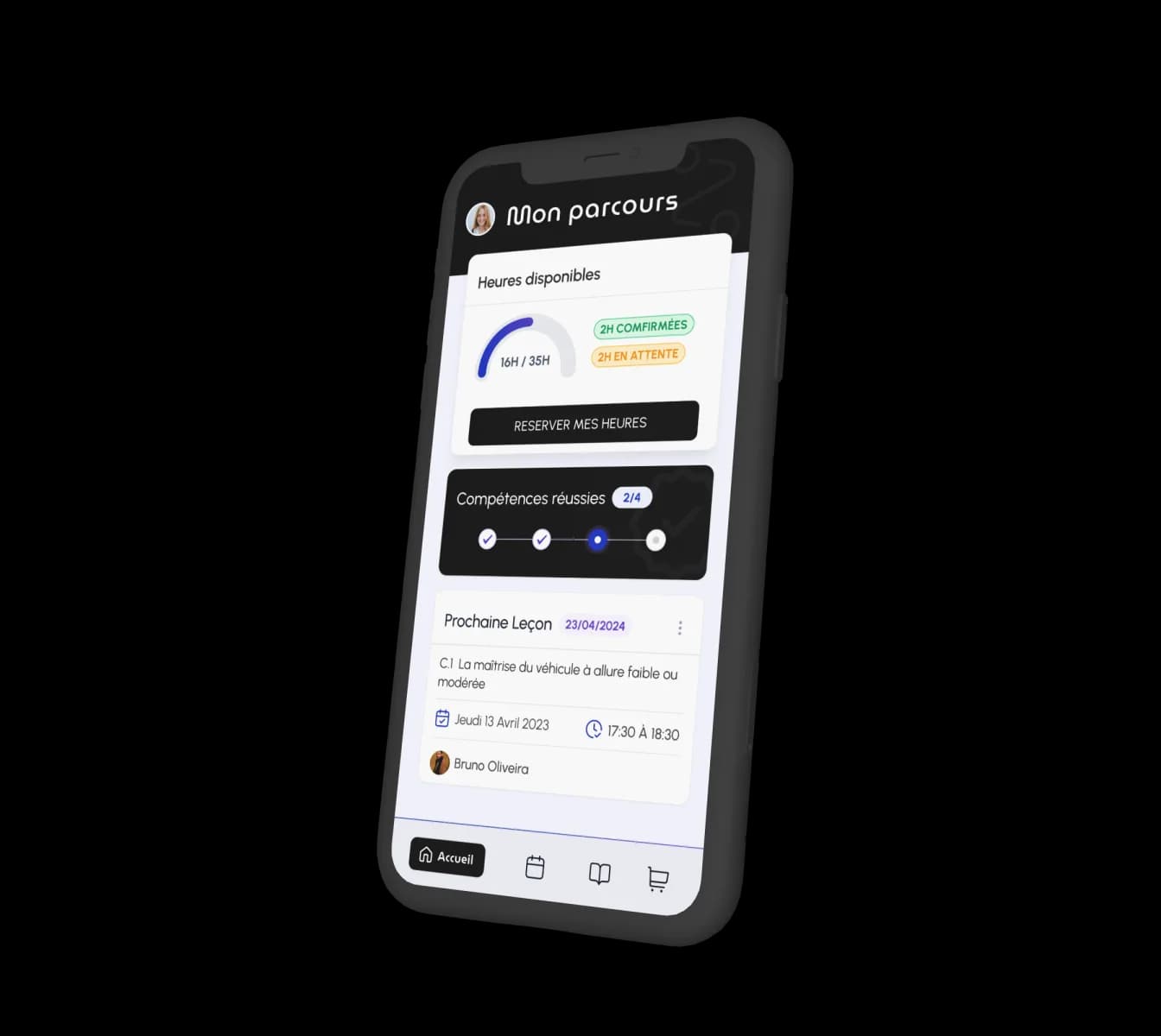 Écran d'accueil de l'application Govo